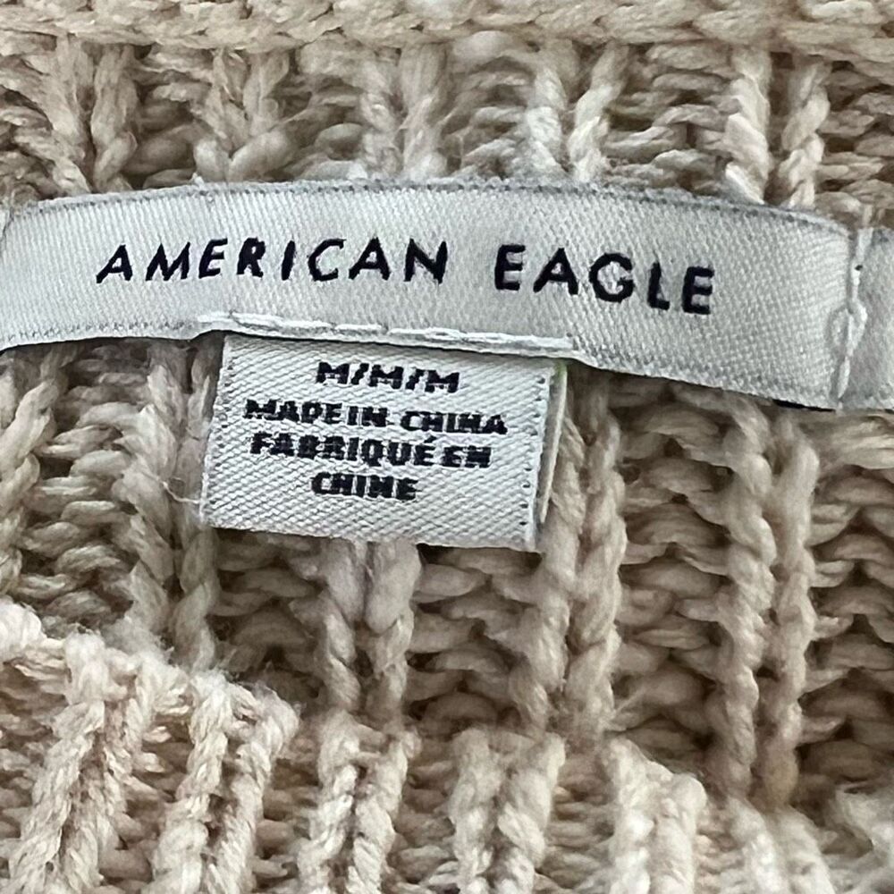 American Eagle Sweater Pullover Cable Knit Cream Size M - Picture 3 of 5